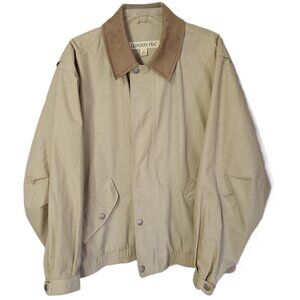 Vintage Men's London Fog Bomber Style Beige Jacket Preppy Casual Size L